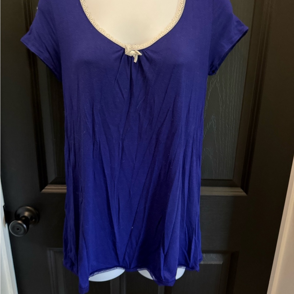 Simply Vera Vera Wang Blue Pajama Top with Lace Detail